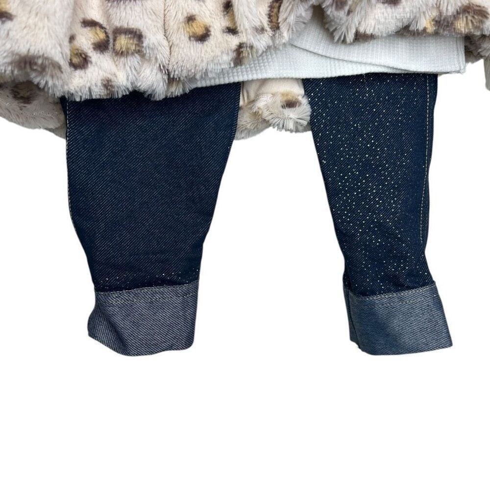 NEW Little Lass 3 Pc Outfit Faux Fur Vest, Top & Sparkle Jegging 3T - Picture 11 of 11
